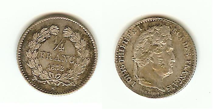 Quarter Franc Louis Philippe I 1832W Lille AU++